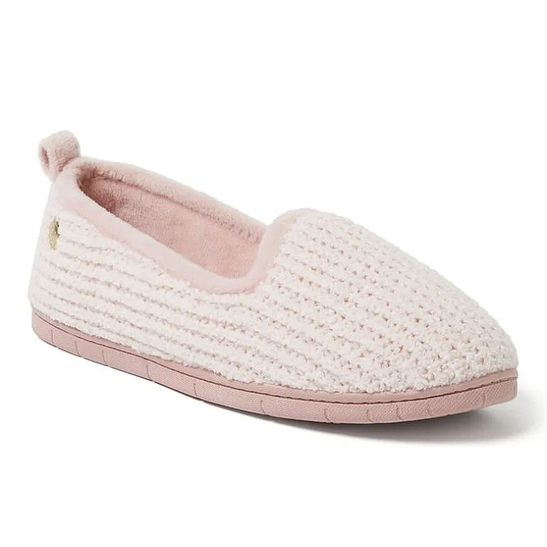 Dearfoams Rachel Marled Chenille Closed Back Womens Memory Foam Slip-On Slippers