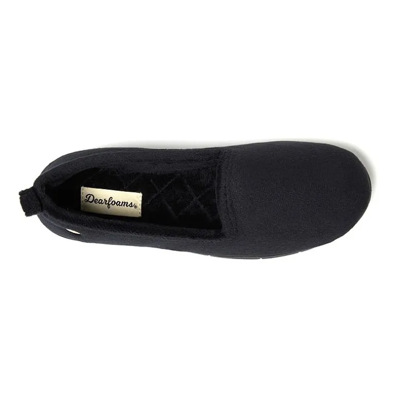 Dearfoams Rachel Velour Closed Back Womens Memory Foam Slip-On Slippers