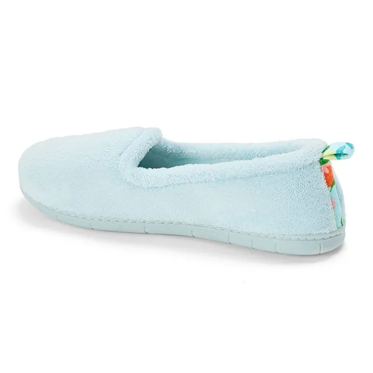 Dearfoams Rachel Velour Closed Back Womens Memory Foam Slip-On Slippers