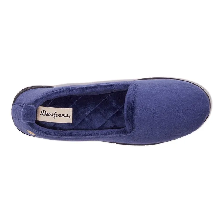 Dearfoams Rachel Velour Closed Back Womens Memory Foam Slip-On Slippers