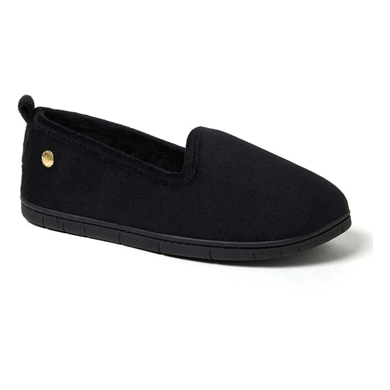 Dearfoams Rachel Velour Closed Back Womens Memory Foam Slip-On Slippers
