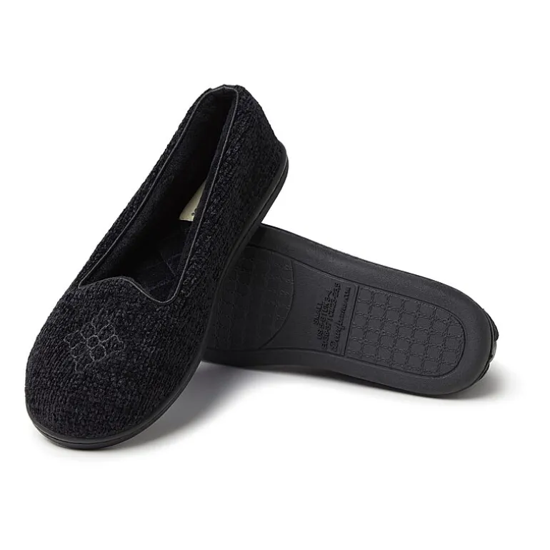Dearfoams Rebecca Chenille Closed Back Womens Memory Foam Slip-On Slippers