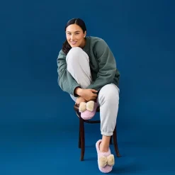 Dearfoams Rosie Furry Icon Womens Memory Foam Clog Slippers
