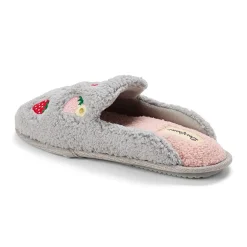 Dearfoams Teddy Heart Scuff Womens Memory Foam Slip-On Slippers