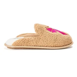 Dearfoams Teddy Heart Scuff Womens Memory Foam Slip-On Slippers