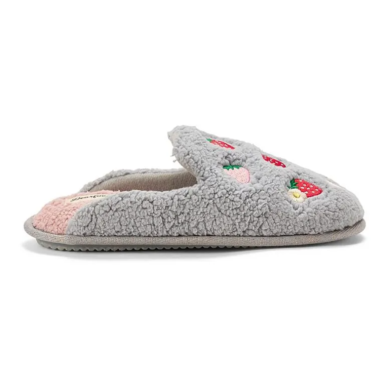 Dearfoams Teddy Heart Scuff Womens Memory Foam Slip-On Slippers