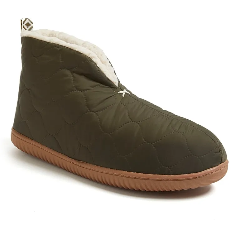 Dearfoams Warm Up Mens Memory Foam Bootie Slippers