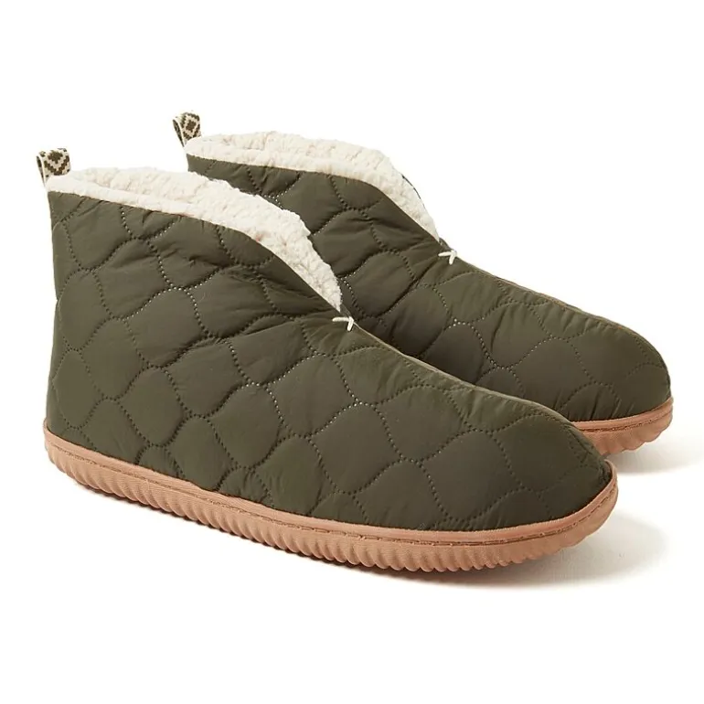 Dearfoams Warm Up Mens Memory Foam Bootie Slippers
