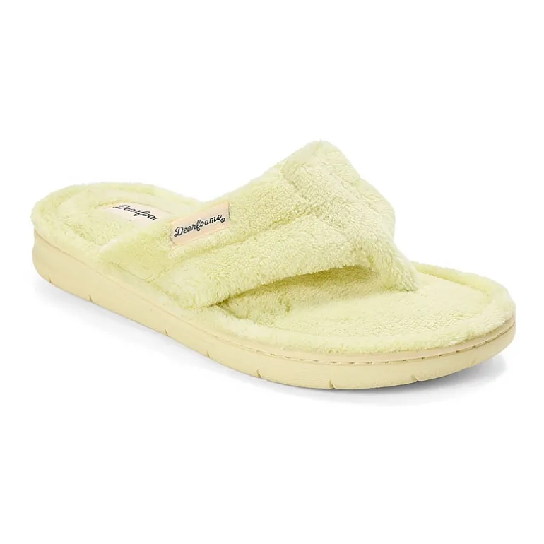 Dearfoams Wrenley Terry Thong Womens Memory Foam Slip-On Slippers