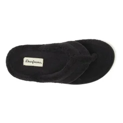 Dearfoams Wrenley Terry Thong Womens Memory Foam Slip-On Slippers