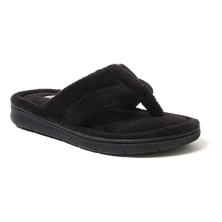 Dearfoams Wrenley Terry Thong Womens Memory Foam Slip-On Slippers