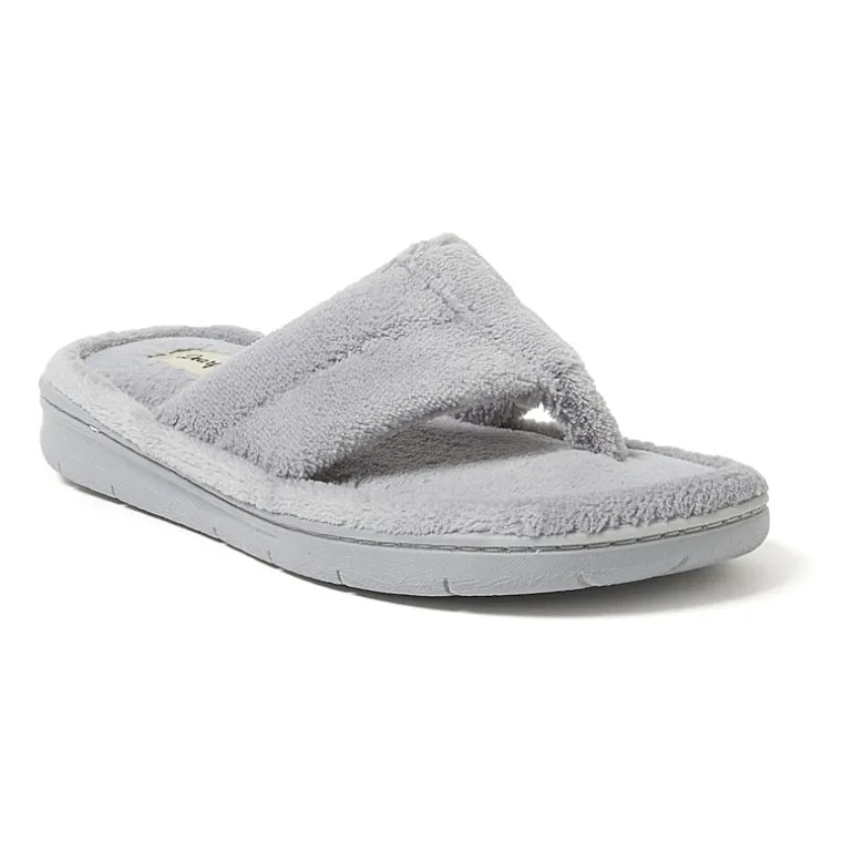 Dearfoams Wrenley Terry Thong Womens Memory Foam Slip-On Slippers