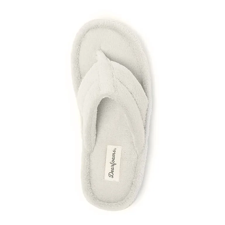 Dearfoams Wrenley Terry Thong Womens Memory Foam Slip-On Slippers