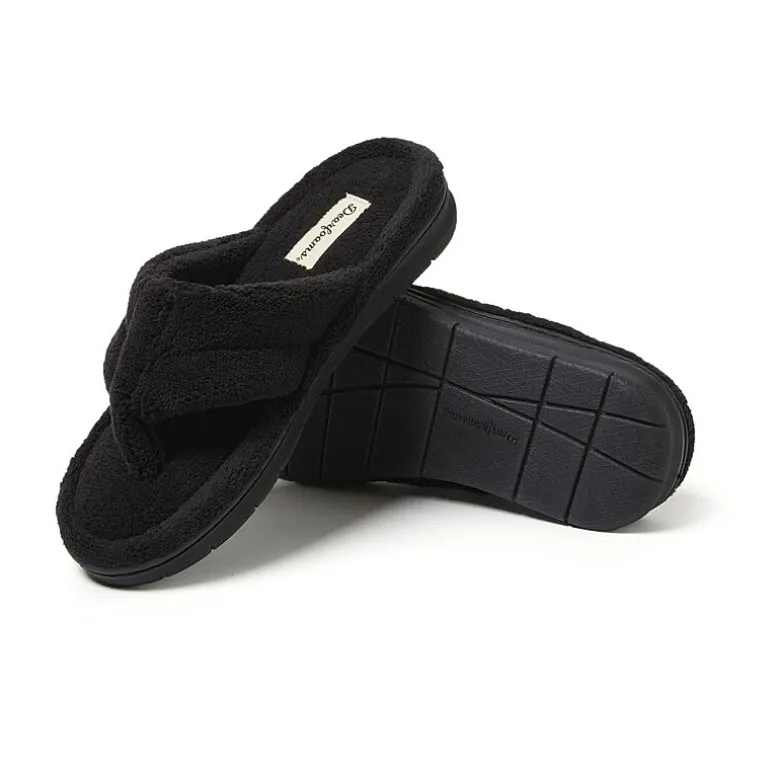 Dearfoams Wrenley Terry Thong Womens Memory Foam Slip-On Slippers