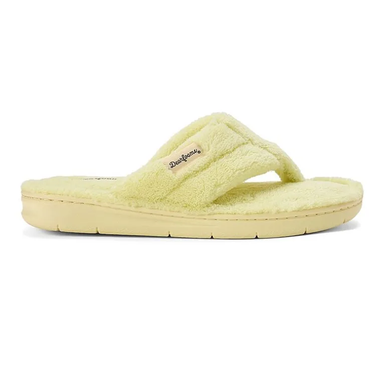 Dearfoams Wrenley Terry Thong Womens Memory Foam Slip-On Slippers
