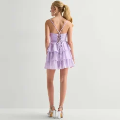 Dear Moon Womens Juniors Sweetheart Neck Sleeveless Spaghetti Straps Fit + Flare Dress