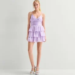 Dear Moon Womens Juniors Sweetheart Neck Sleeveless Spaghetti Straps Fit + Flare Dress