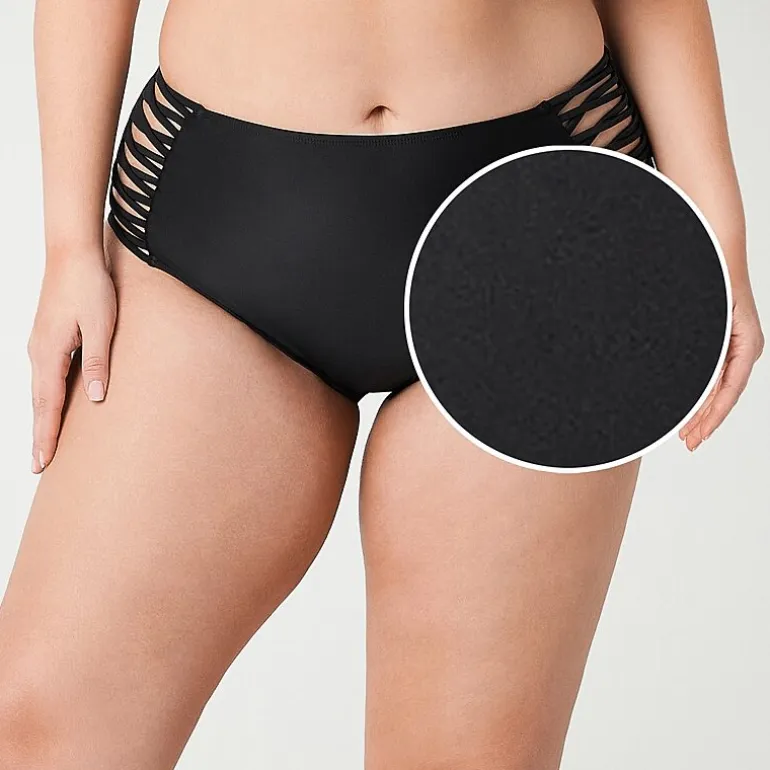 Decree Decree Womens Lined Textured Juniors Plus Moderate Coverage High Waist Bikini Swimsuit Bottom