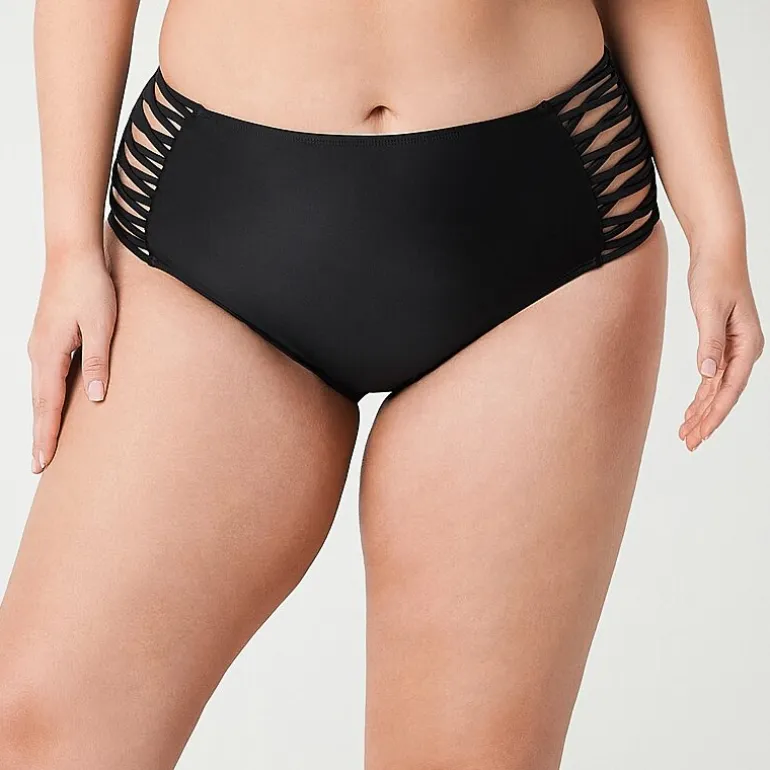 Decree Decree Womens Lined Textured Juniors Plus Moderate Coverage High Waist Bikini Swimsuit Bottom