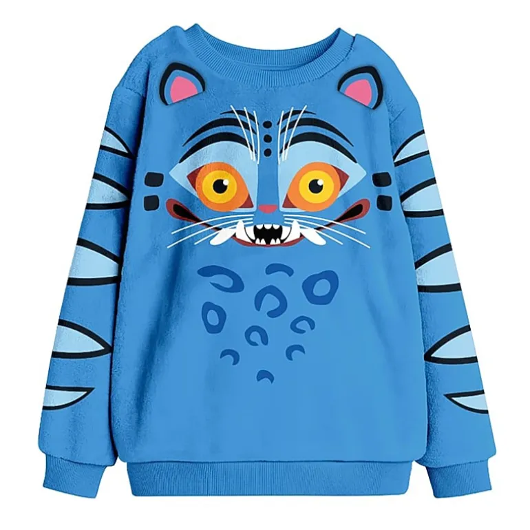 Derpy Tiger Little & Big Kid Girls Crew Neck Fleece Long Sleeve KPop Demon Hunters Sweatshirt