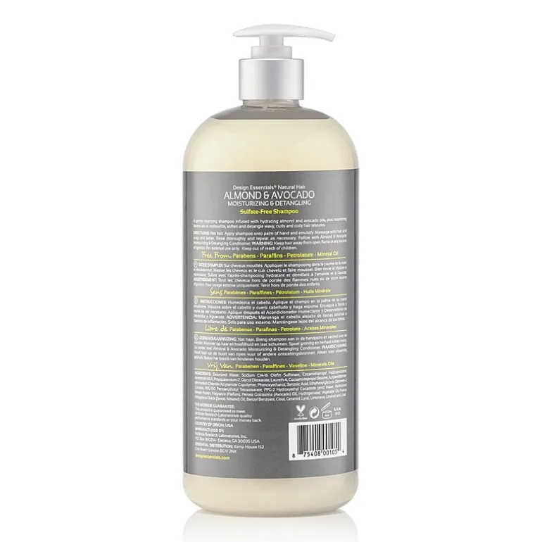 Design Essentials Almond & Avocado Moisturizing & Detangling Sulfate-Free Shampoo 34 oz.