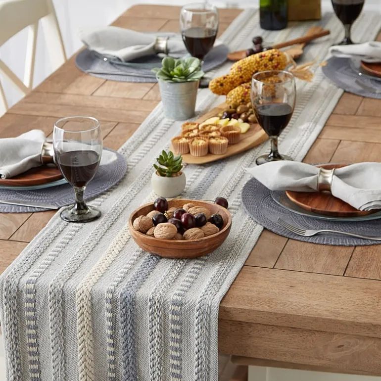 Design Imports Farmhouse Braided Stripe Table Runner