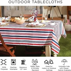 Design Imports Navy Grid Vinyl Tablecloth