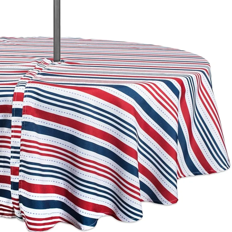 Design Imports Patriotic Stripe Outdoor Umbrella Tablecloth
