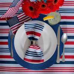 Design Imports Patriotic Stripe Outdoor Umbrella Tablecloth