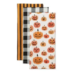 Design Imports Pumpkin Faces 3-pc. Dish Cloths