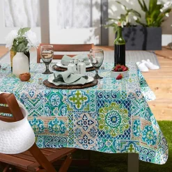 Design Imports Spanish Tile Vinyl Tablecloths