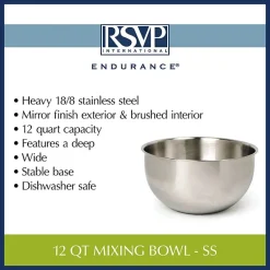 Design Imports Stainless Steel 12-qt. Mixing Bowl