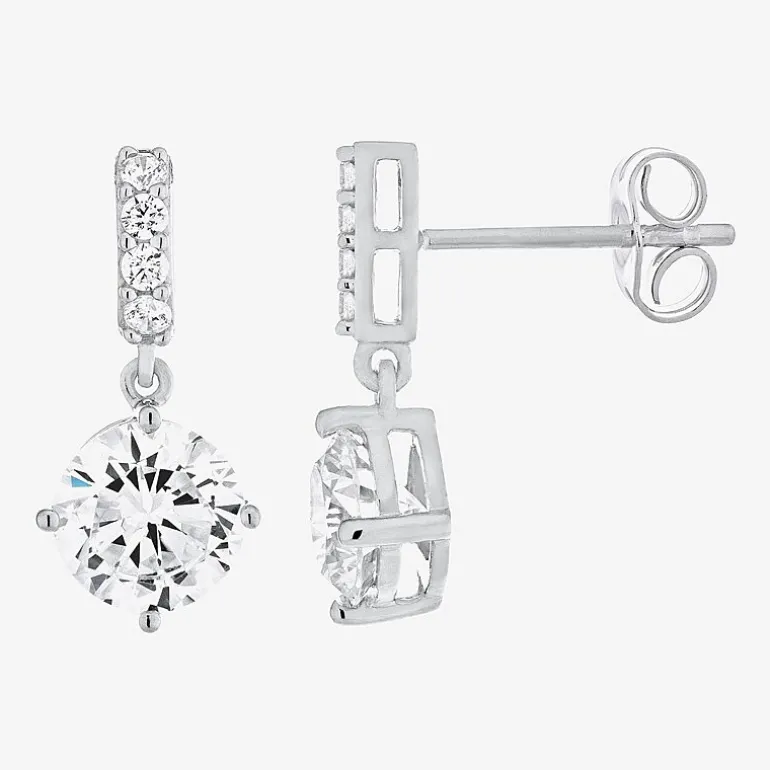 DiamonArt® Cubic Zirconia Sterling Silver Pendant Necklace and Earring Set