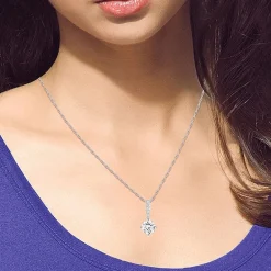 DiamonArt® Cubic Zirconia Sterling Silver Pendant Necklace and Earring Set