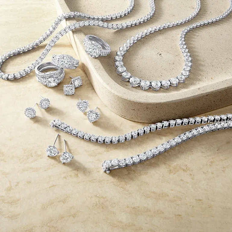 DiamonArt® Sterling Silver 20¾ CT. T.W. Cubic Zirconia Graduated Link Necklace