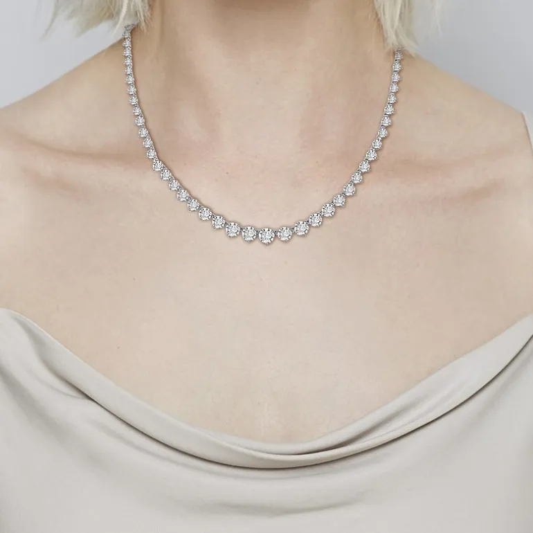 DiamonArt® Sterling Silver 20¾ CT. T.W. Cubic Zirconia Graduated Link Necklace