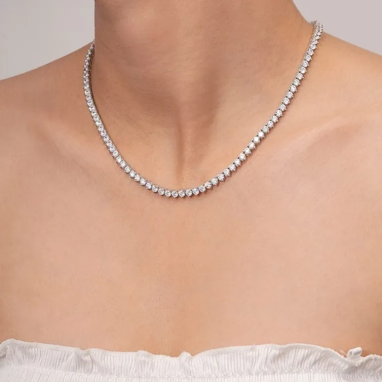 DiamonArt® Sterling Silver 17 3/8 CT. T.W. Cubic Zirconia Tennis Necklace