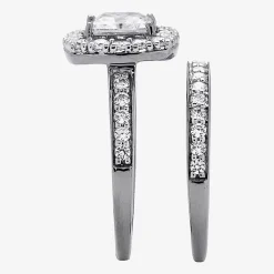 DiamonArt® Womens 2 1/2 CT. T.W. Lab Created White Sapphire Platinum Over Silver Square Bridal Set
