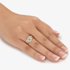 DiamonArt® Womens 2 1/5 CT. T.W. White Cubic Zirconia 18K Gold Over Silver Bridal Set