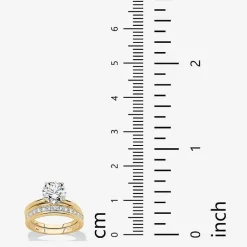DiamonArt® Womens 2 1/5 CT. T.W. White Cubic Zirconia 18K Gold Over Silver Bridal Set