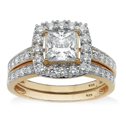 DiamonArt® Womens 1 7/8 CT. T.W. White Cubic Zirconia 18K Gold Over Silver Square Bridal Set