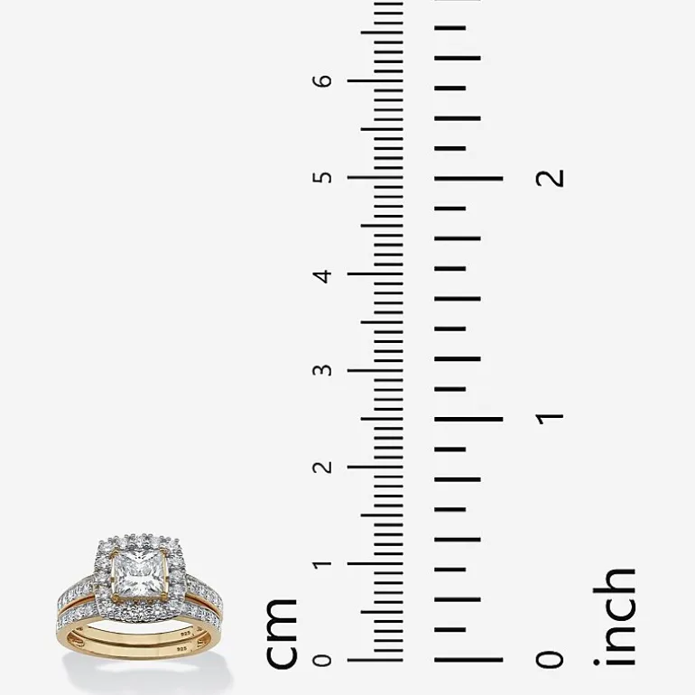 DiamonArt® Womens 1 7/8 CT. T.W. White Cubic Zirconia 18K Gold Over Silver Square Bridal Set
