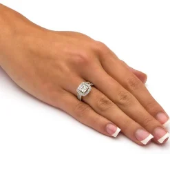 DiamonArt® Womens 1 7/8 CT. T.W. White Cubic Zirconia 18K Gold Over Silver Square Bridal Set