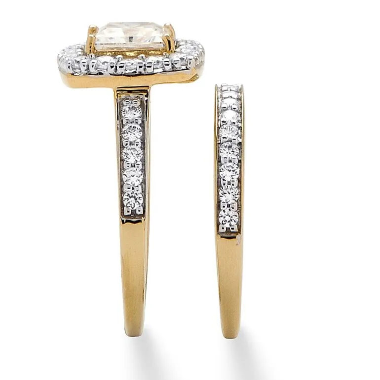 DiamonArt® Womens 1 7/8 CT. T.W. White Cubic Zirconia 18K Gold Over Silver Square Bridal Set