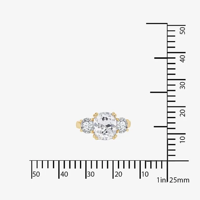 DiamonArt® Womens 5 3/4 CT. T.W. White Cubic Zirconia 14K Gold Over Silver 3-Stone Engagement Ring