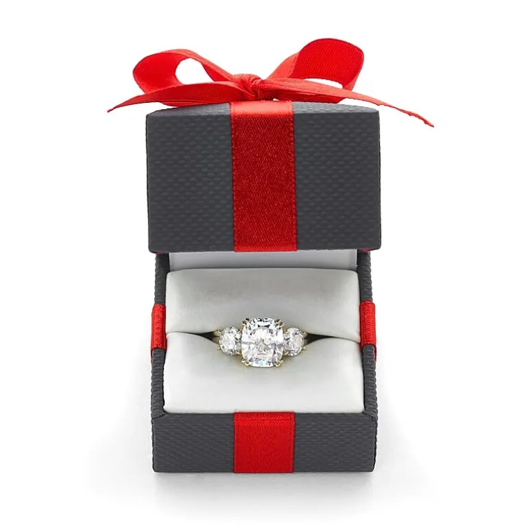 DiamonArt® Womens 5 3/4 CT. T.W. White Cubic Zirconia 14K Gold Over Silver 3-Stone Engagement Ring