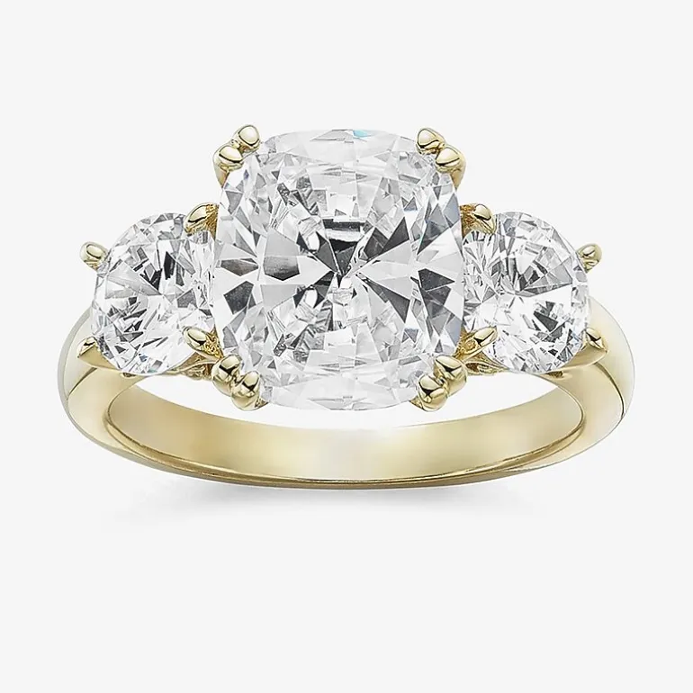 DiamonArt® Womens 5 3/4 CT. T.W. White Cubic Zirconia 14K Gold Over Silver 3-Stone Engagement Ring