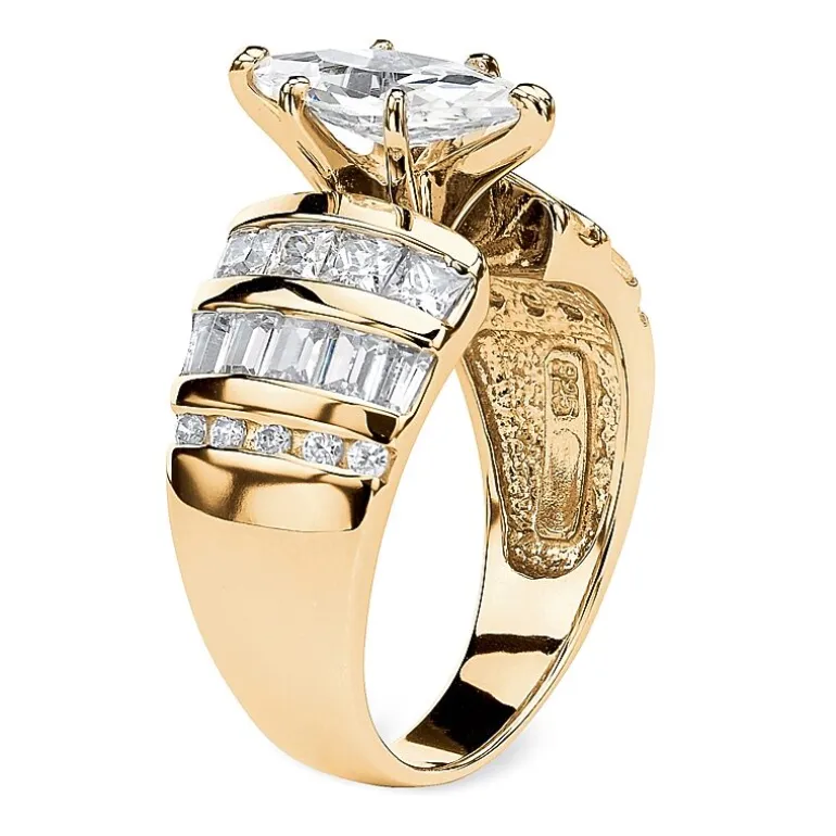 DiamonArt® Womens 3 3/4 CT. T.W. White Cubic Zirconia 14K Gold Over Silver Engagement Ring