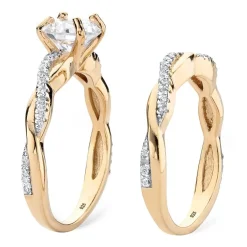DiamonArt® Womens 1 3/4 CT. T.W. White Cubic Zirconia 18K Gold Over Silver Round Bridal Set
