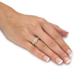 DiamonArt® Womens 1 3/4 CT. T.W. White Cubic Zirconia 18K Gold Over Silver Round Bridal Set